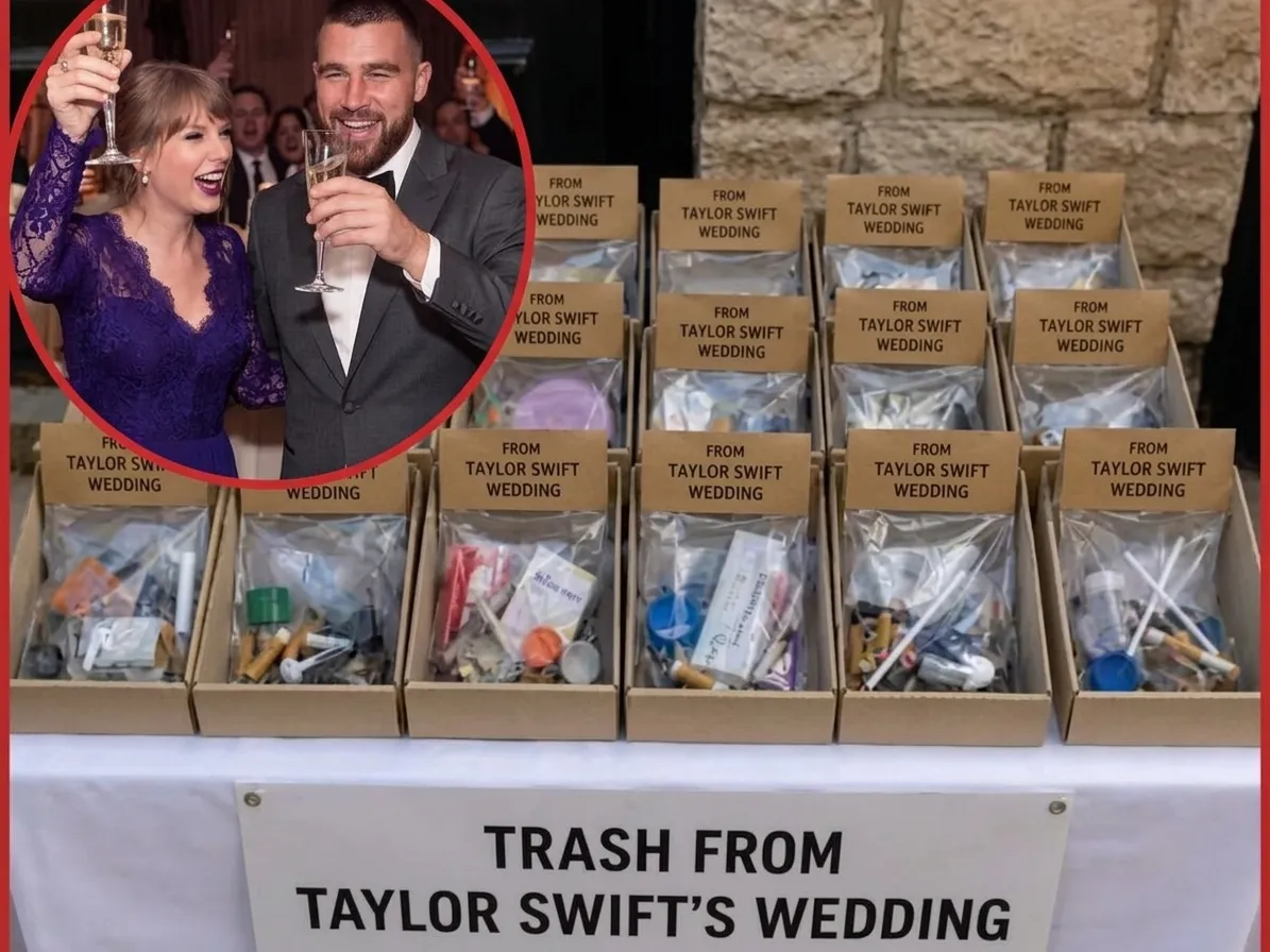 Artist creates artwork from trash from Taylor Swift and Travis Kelce's alleged wedding